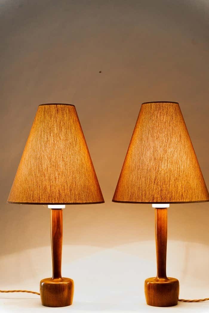 2 Rupert Nikoll Wood Table Lamps By Rupert Nikoll, Around 1950s photo vintage