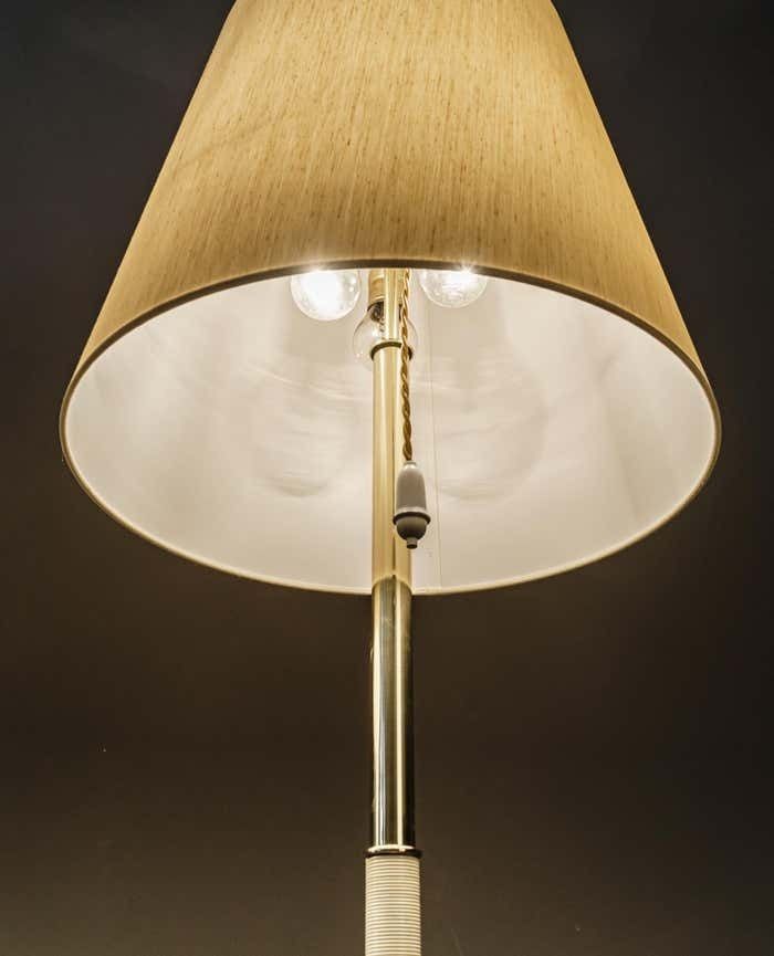photo buy Pair Of Large J.T. Kalmar Floor Lamps ''Helios'' Mod. 2035, Brass 1960s