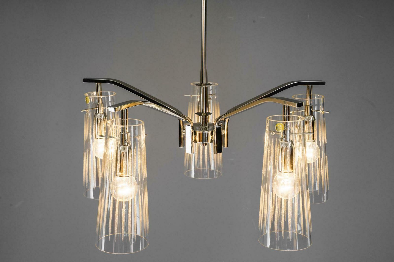 Rupert Nikoll Chandelier With Original Glass Shades Vienna Around 1960s photo furniture