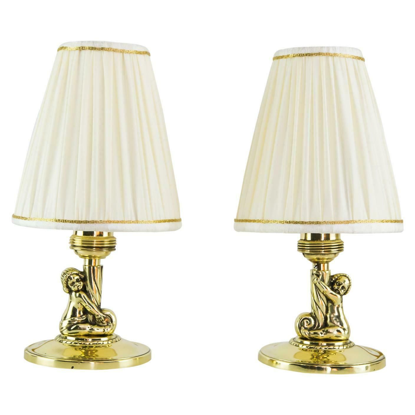 2 Art Deco Table Lamps With Shades, Vienna, Circa 1920s