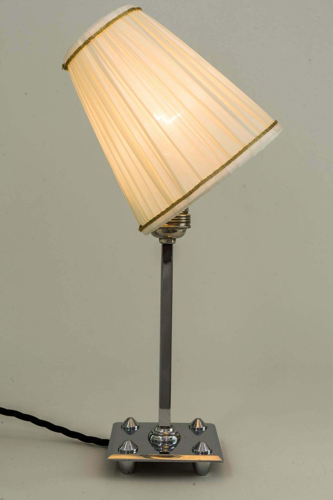 photo furniture Art Deco Chromed Table Lamp With Fabric Shade, Vienna, Circa 1920s