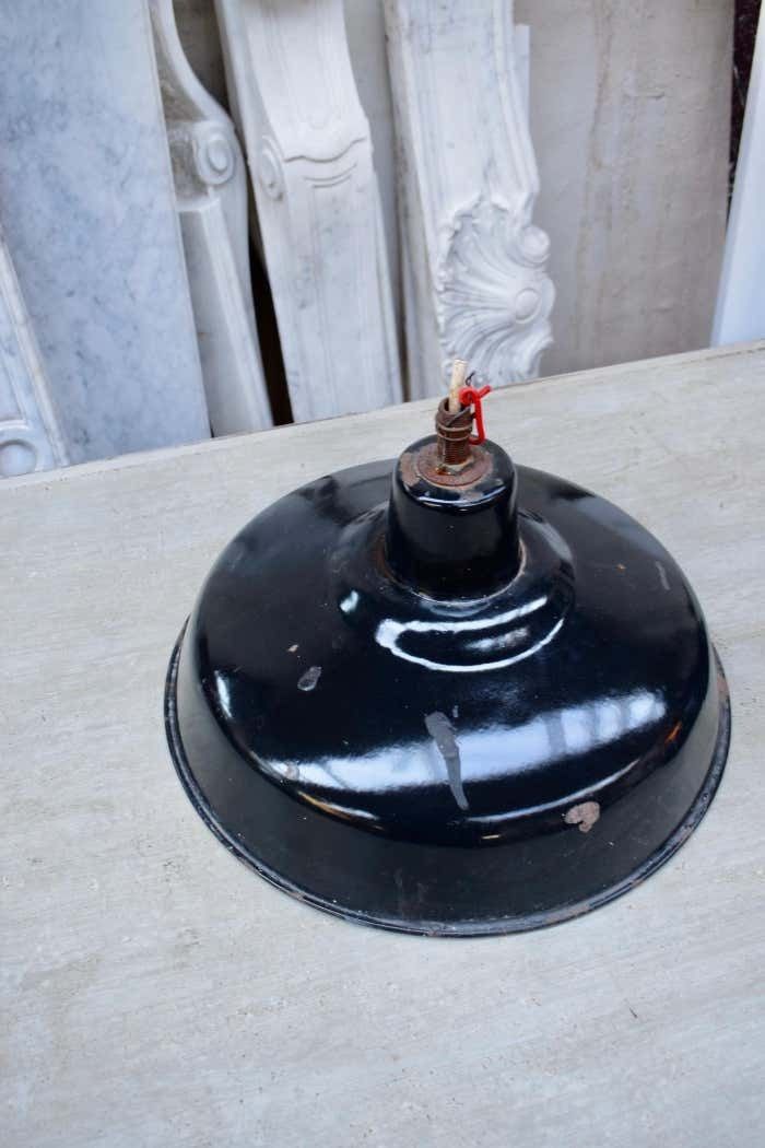 A Set Of Industrial Black Enamel Hanging Lamps Circa 1940s photo buy