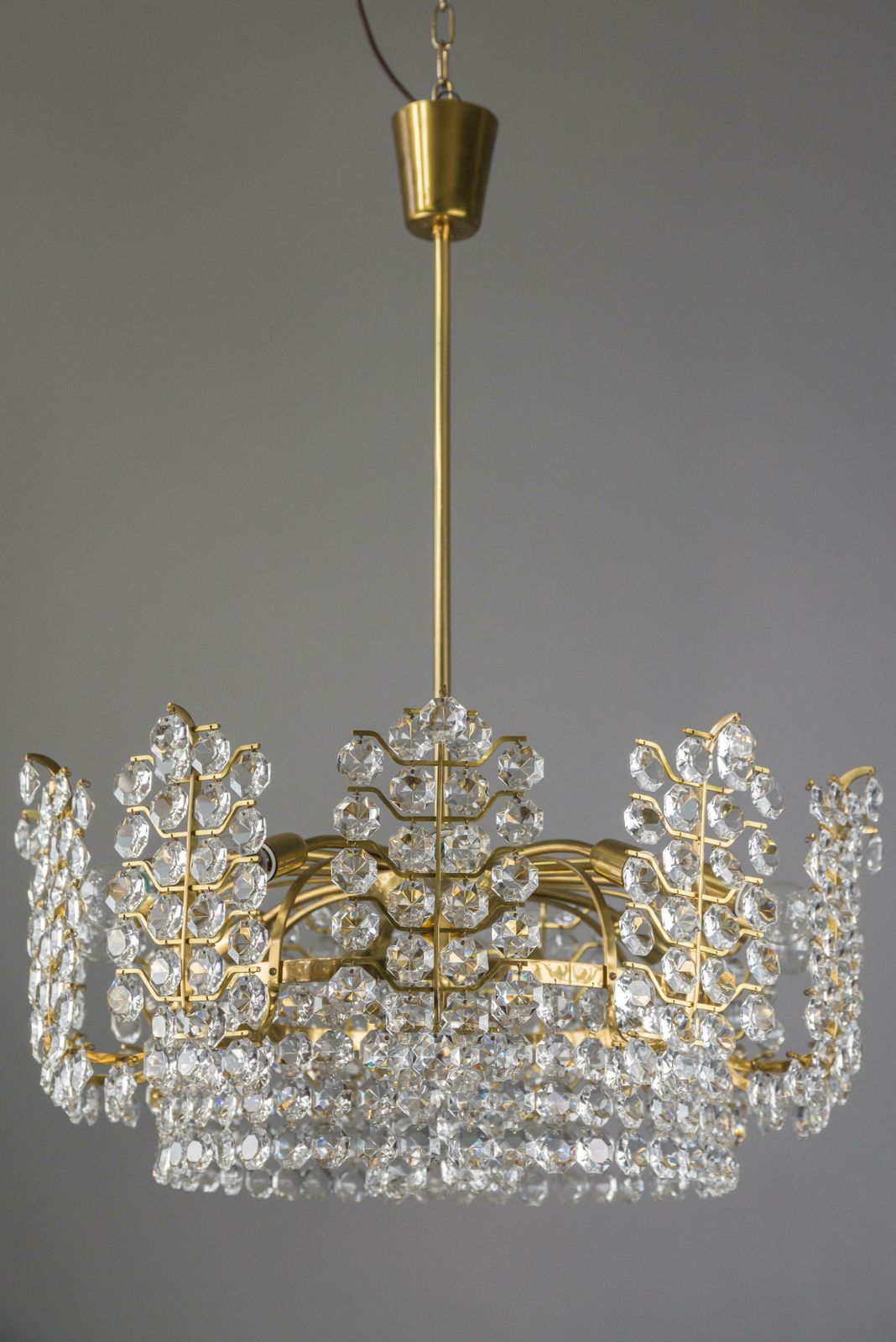 Big Crystal Glass Bakalowits Chandelier, Vienna, 1950s photo furniture