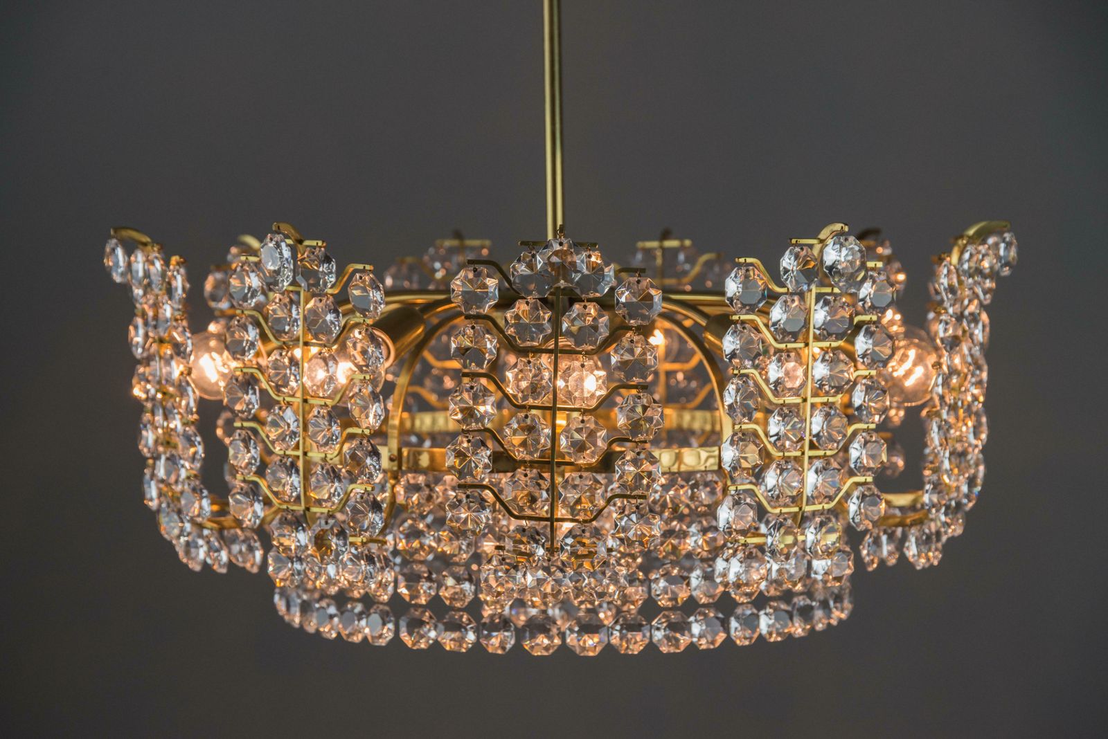 Big Crystal Glass Bakalowits Chandelier, Vienna, 1950s photo vinterior