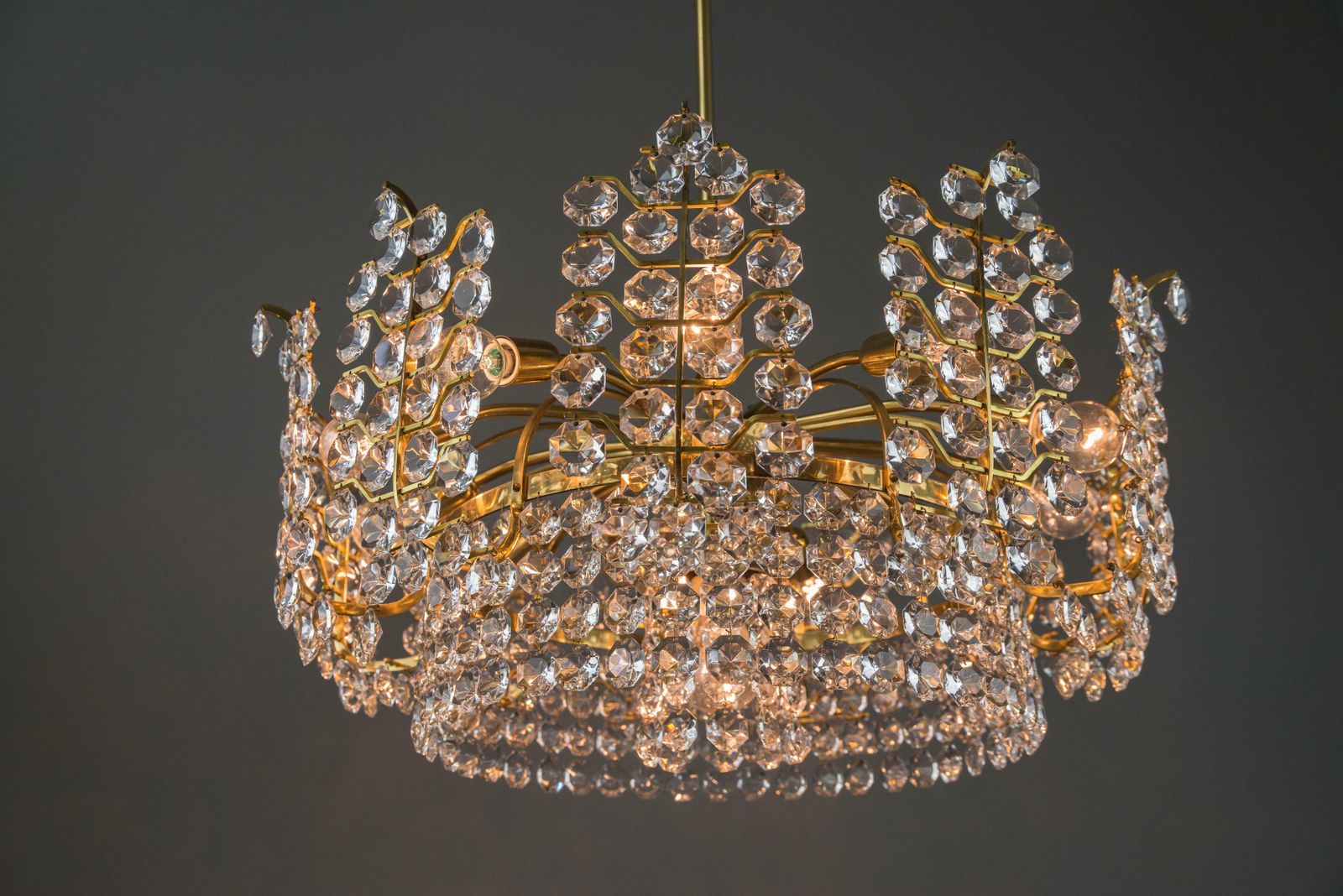 Big Crystal Glass Bakalowits Chandelier, Vienna, 1950s photo vintage