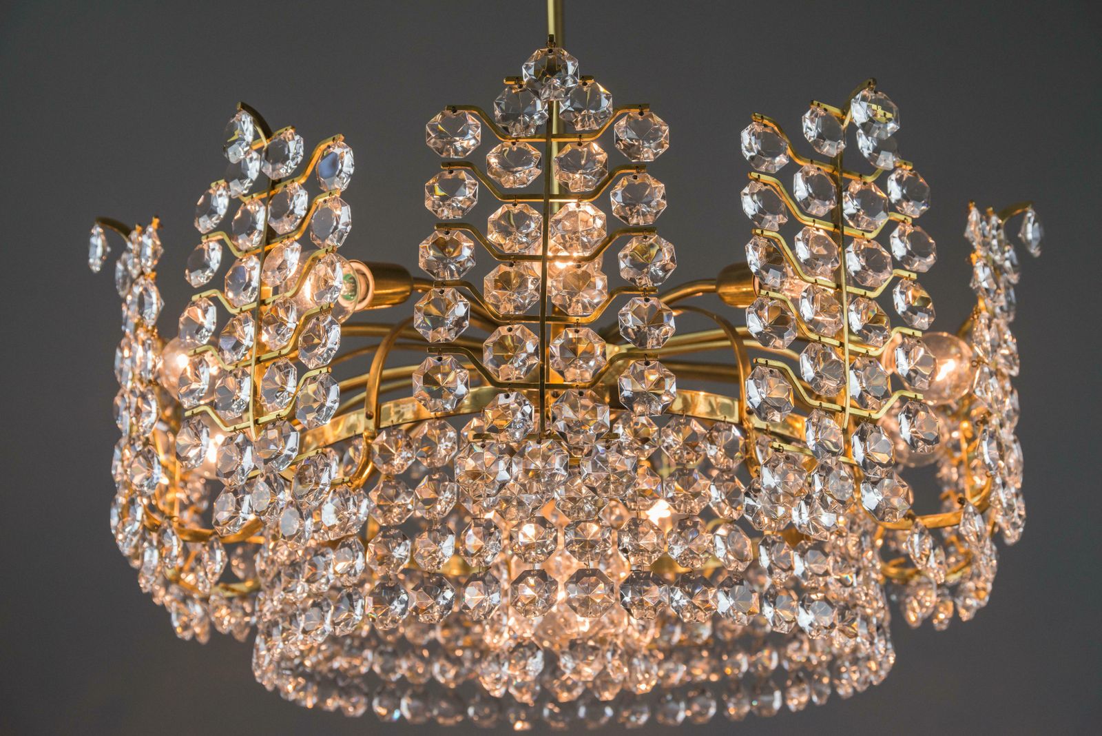 photo furniture Big Crystal Glass Bakalowits Chandelier, Vienna, 1950s