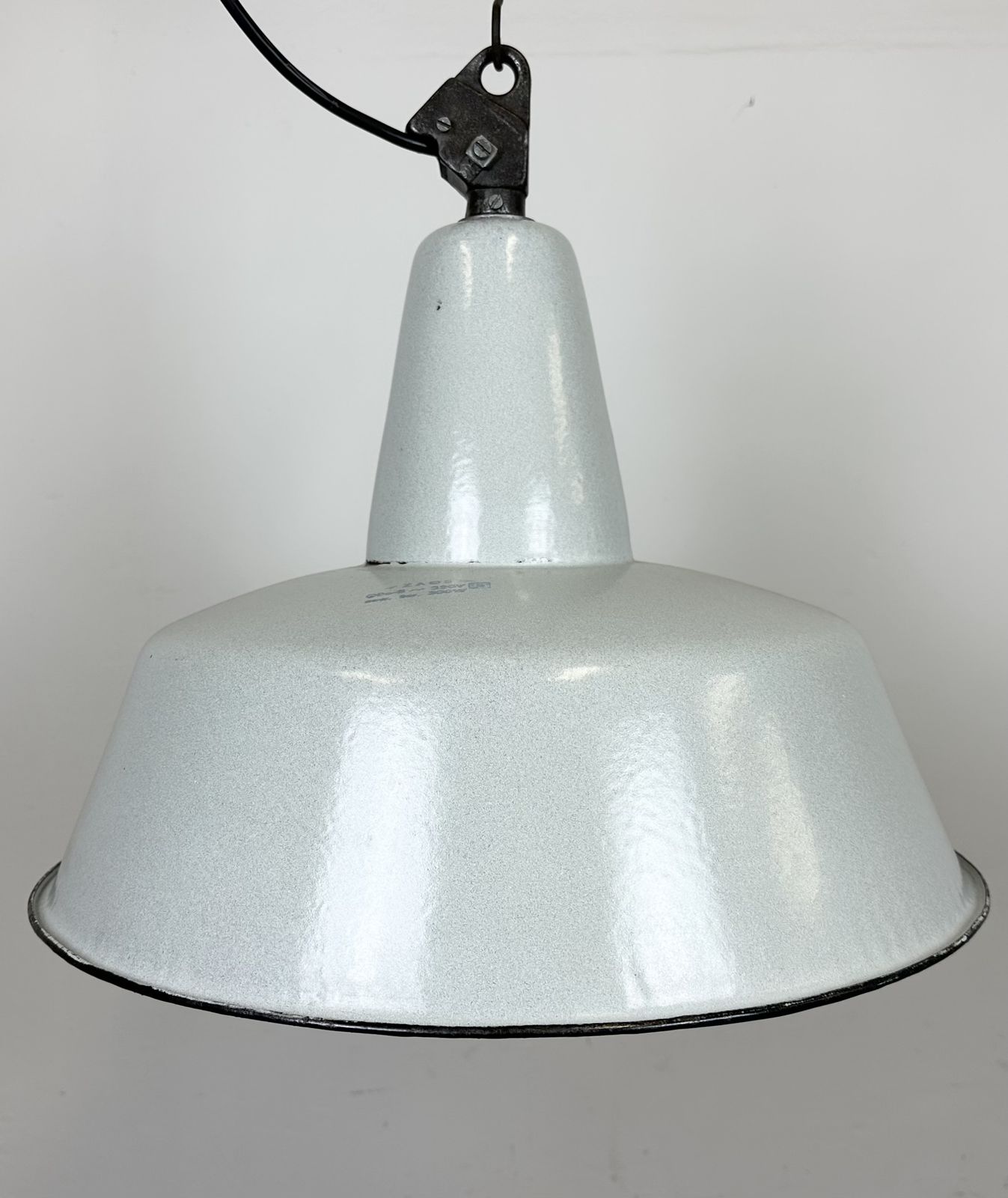 Large Industrial Grey Enamel Factory Pendant Lamp From Zaos, 1960s, 8x photo 239.0