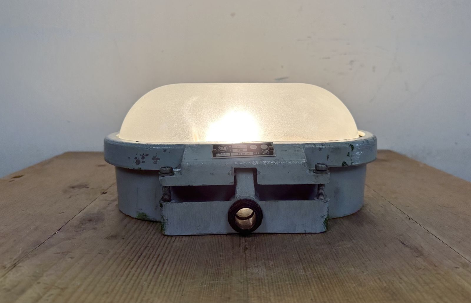 photo for sale Industrial Cast Aluminium Wall Light With Milk Glass From Elektrosvit, 1970s, 8x
