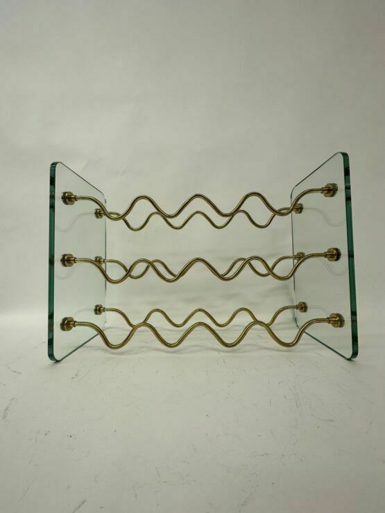 photo for sale French Wine Rack In Glass And Brass By David Lange, 1970s