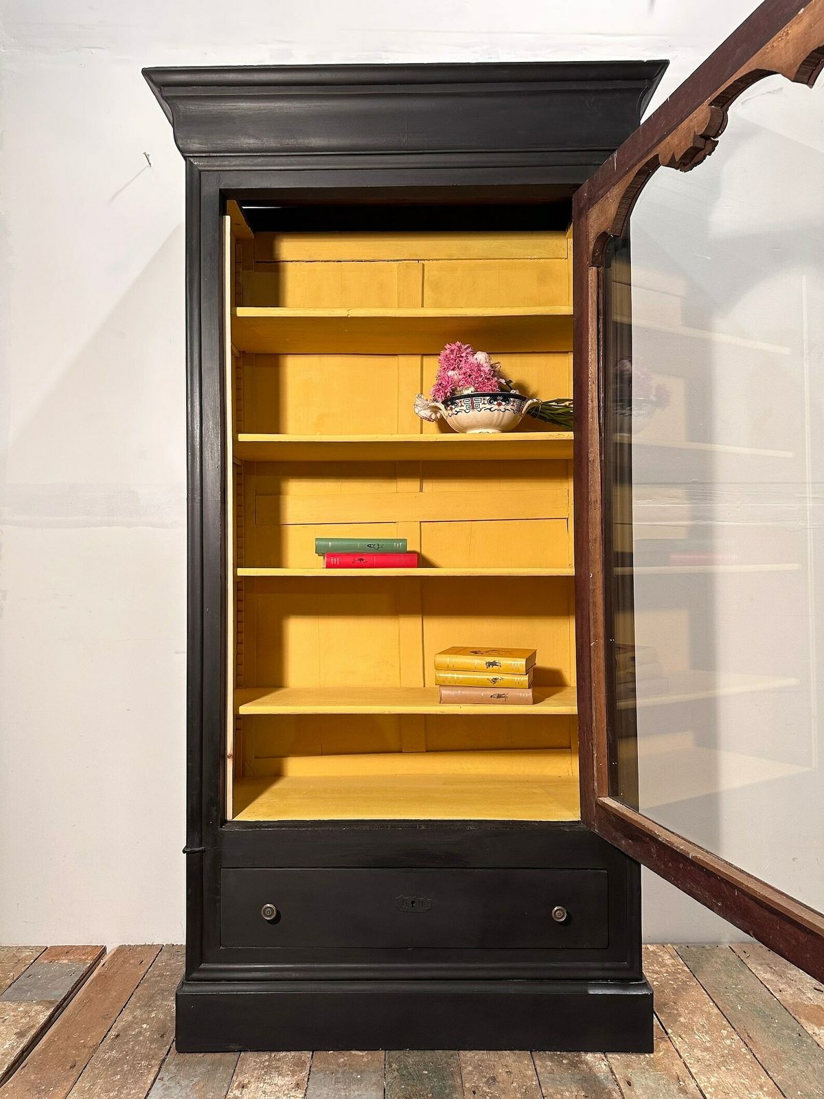 photo furniture Antique Belgian Louis Phillippe Glazed Bibliothèque Overpainted In Annie Sloan C.1840