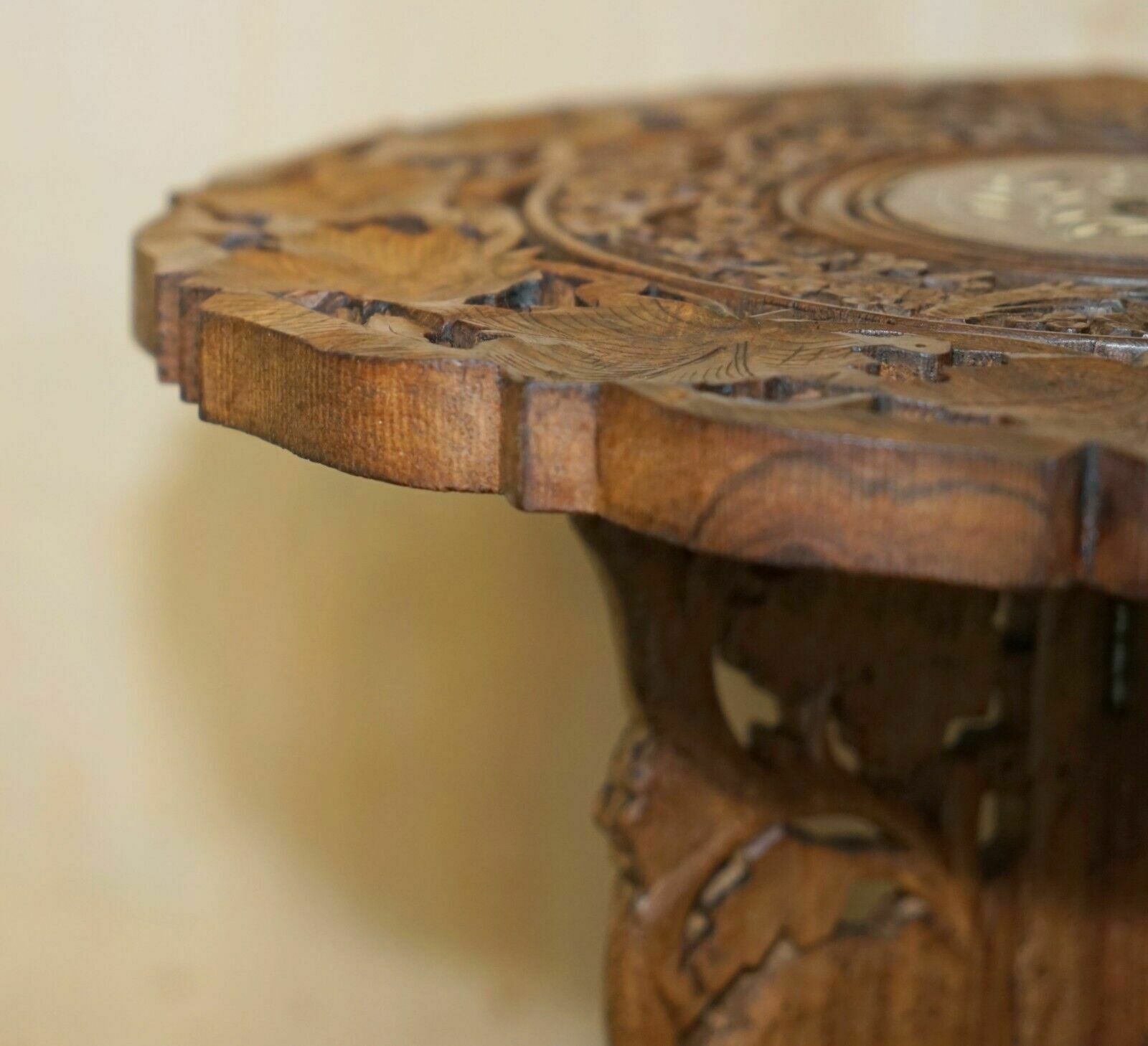 Liberty's Carved Burmese Antique Octagonal Side End Wine Folding Table Liberty photo Furniture