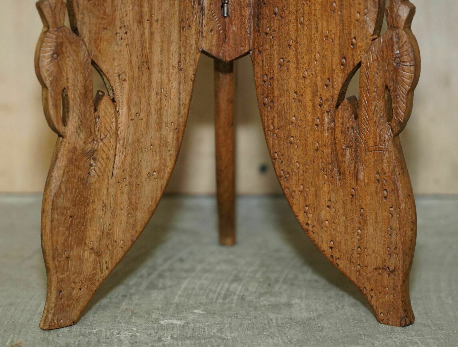 photo furniture Liberty's Carved Burmese Antique Octagonal Side End Wine Folding Table Liberty