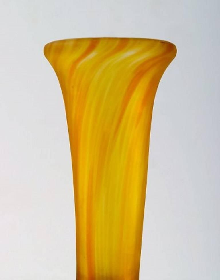 Emile Gallé Style Art Glass Vase In Yellow Shades. 20 C.  photo for sale