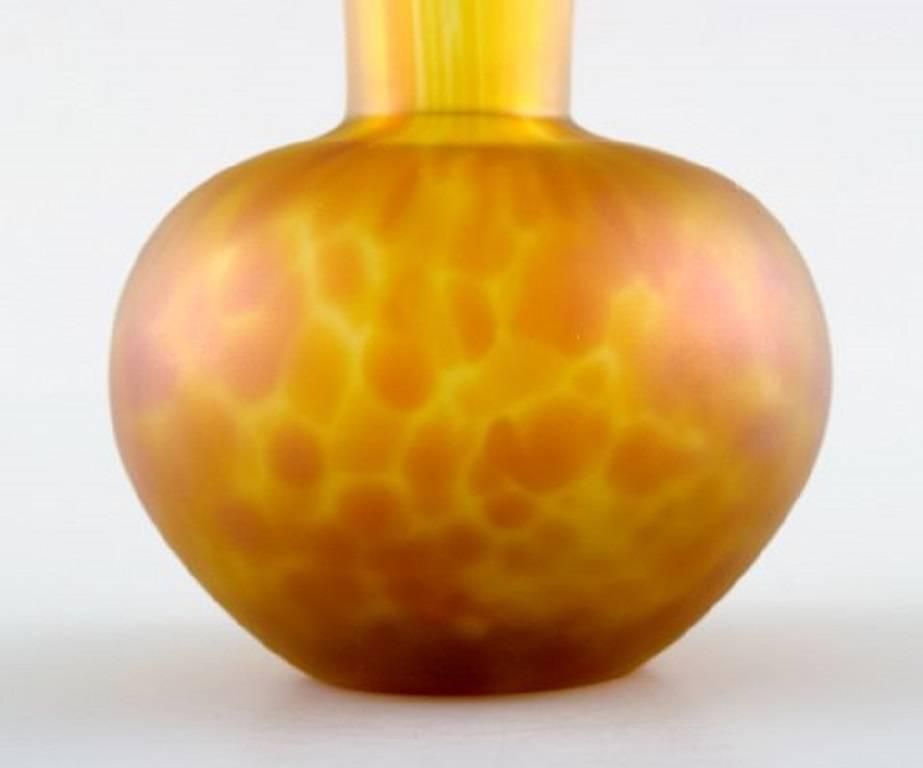 Emile Gallé Style Art Glass Vase In Yellow Shades. 20 C.  photo Home Decor