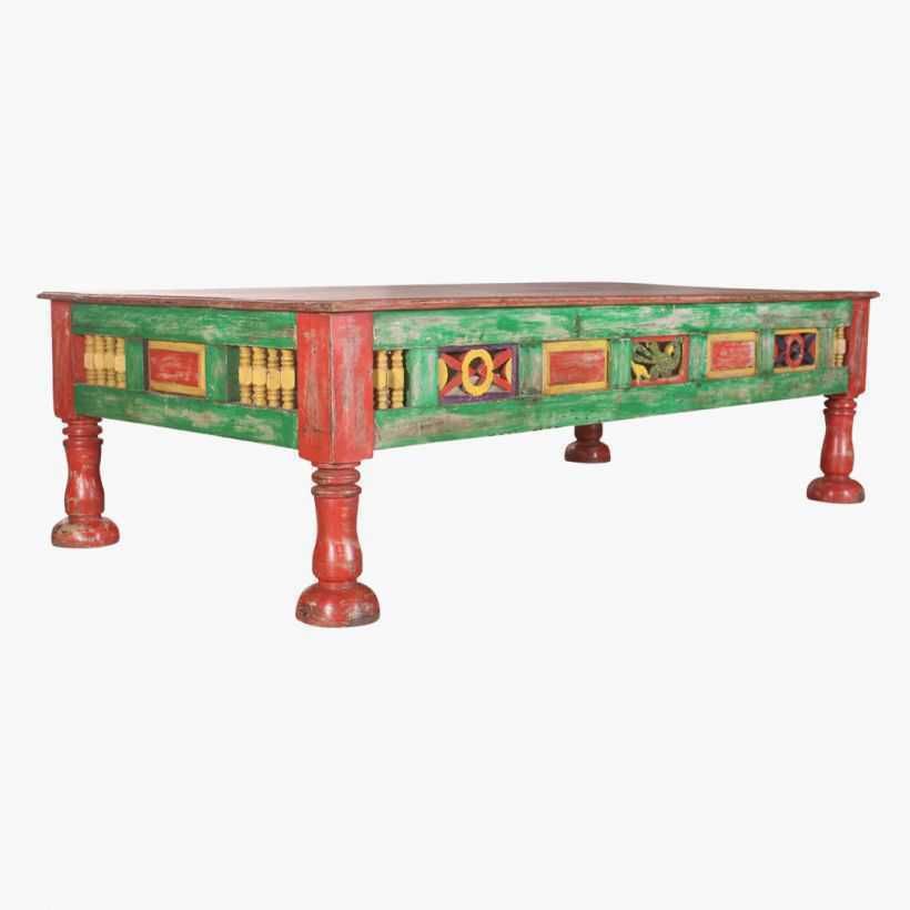 Colourful Antique Hand Carved Coffee Table photo Furniture