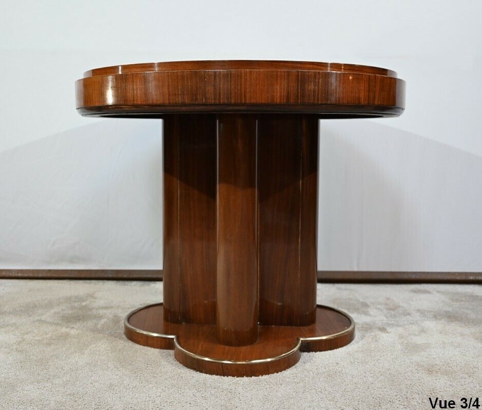photo vintage Mahogany Pedestal Table, Attributed To J.Leleu, Art Deco – 1940