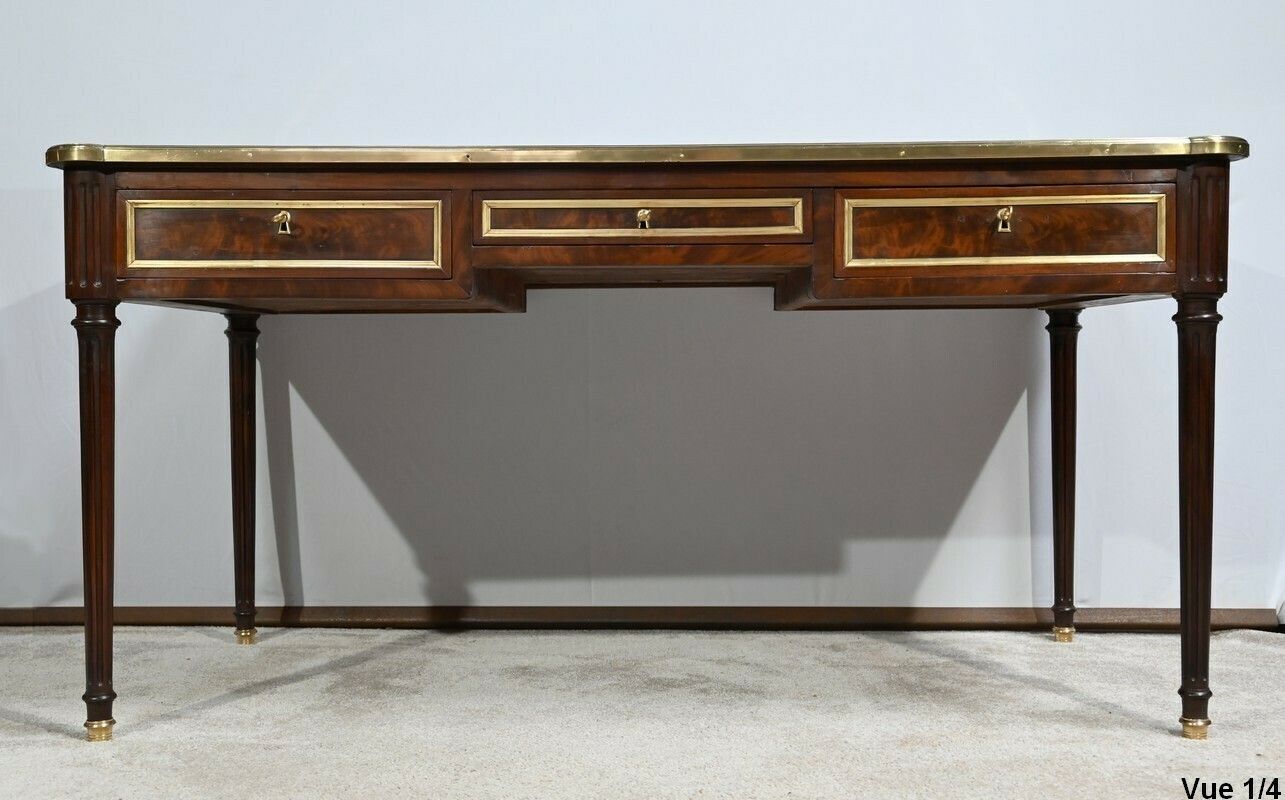 Mahogany Bureau Plat, Louis XVI Style   1st Part Of The 19th Century photo vintage