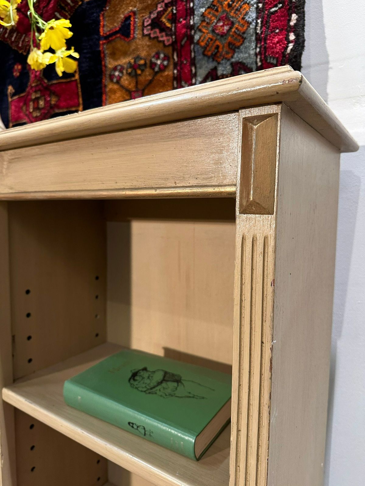 1950's Bookshelf W/ Central Cupboard Reeding And Gilded Details photo Furniture