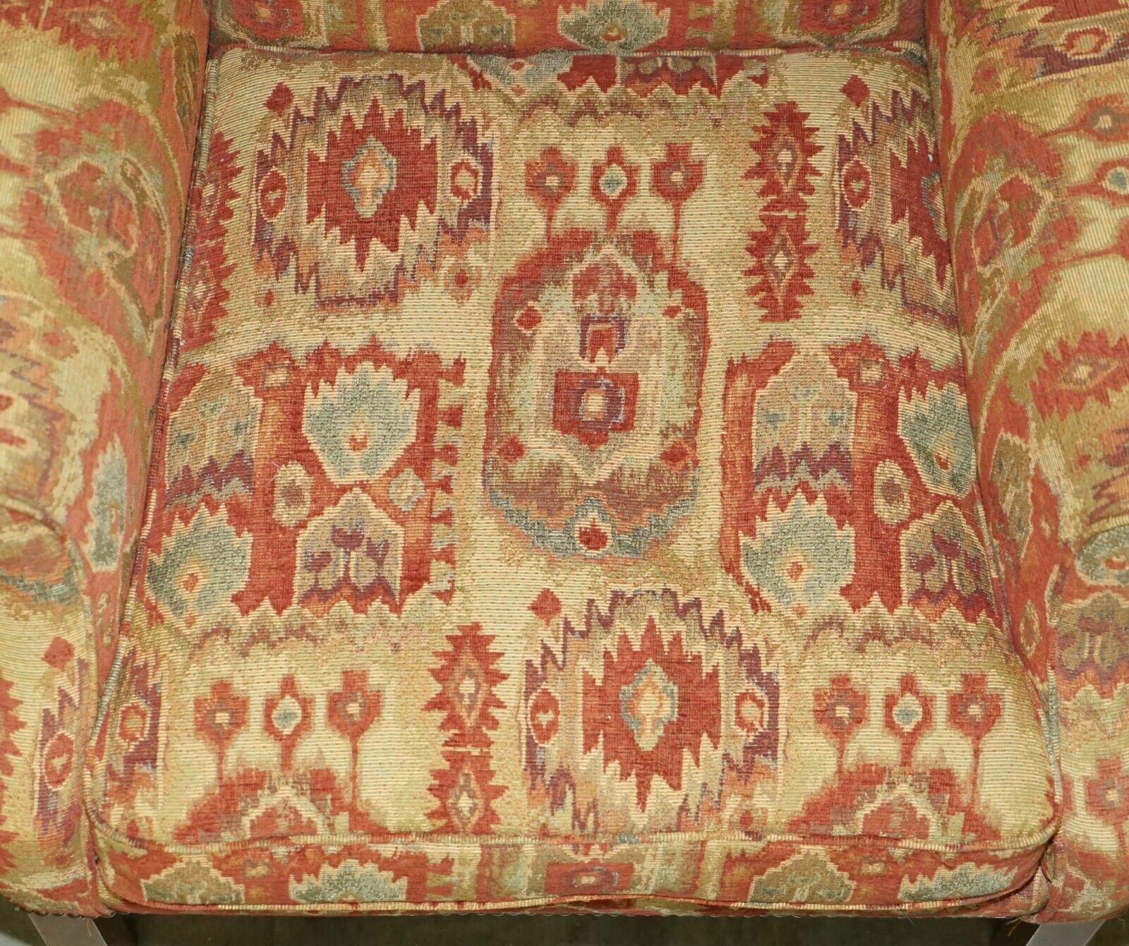 Furniture Pair Of Lovely George III Style Wingback Armchairs With Kilim Pattern Uphosltery photo