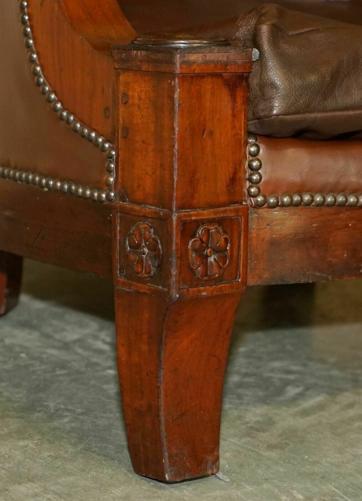 photo for sale Antique Restored William IV Period Circa 1830 Wingback Brown Leather Armchair