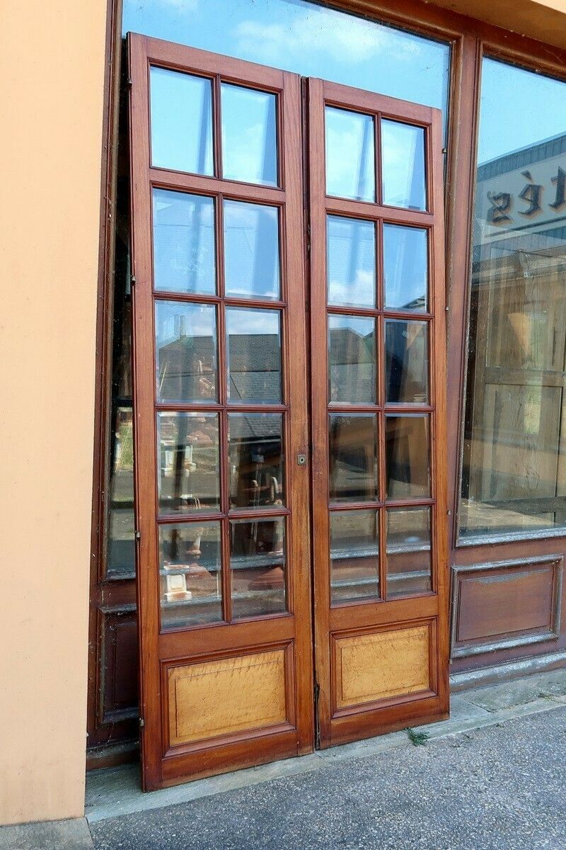Mahogany And Speckled Maple Castle Double Door Late 19th Century photo furniture