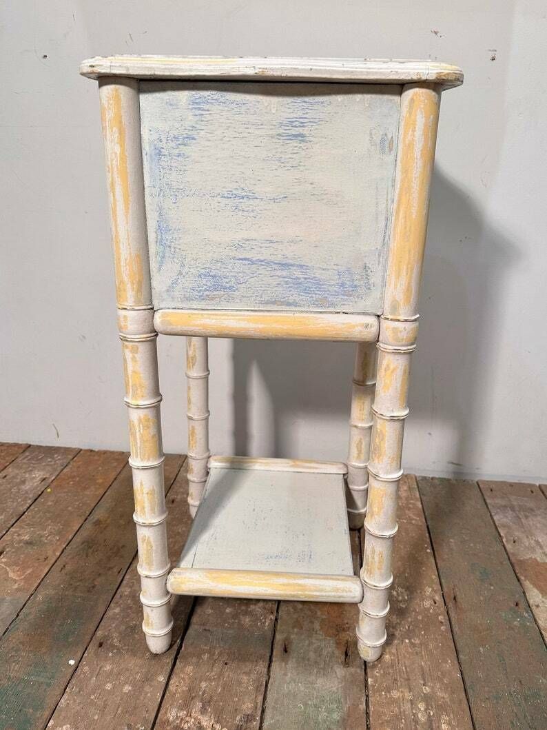 photo furniture Belgian Faux Bamboo Bedside Cabinet W/ Original Paintwork C.1870