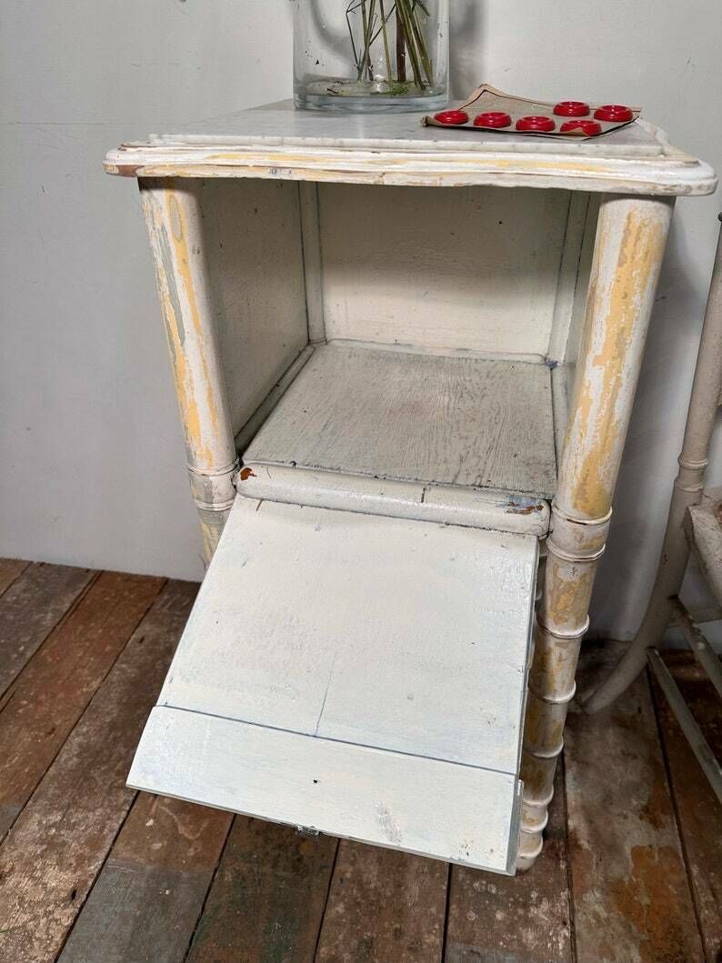 photo for sale Belgian Faux Bamboo Bedside Cabinet W/ Original Paintwork C.1870