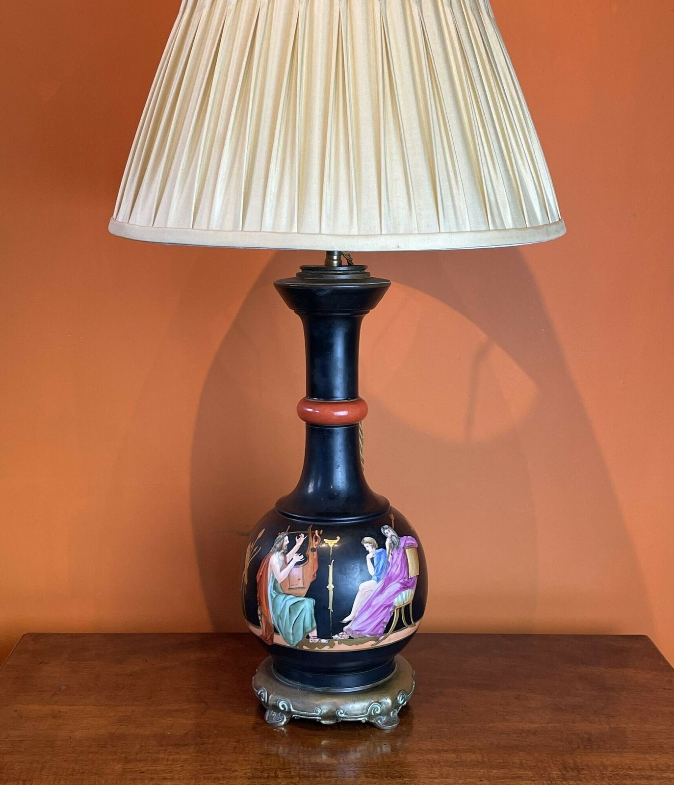 Victorian Greek Revival Porcelain Lamp In The Manner Of Samuel Alcock photo for sale