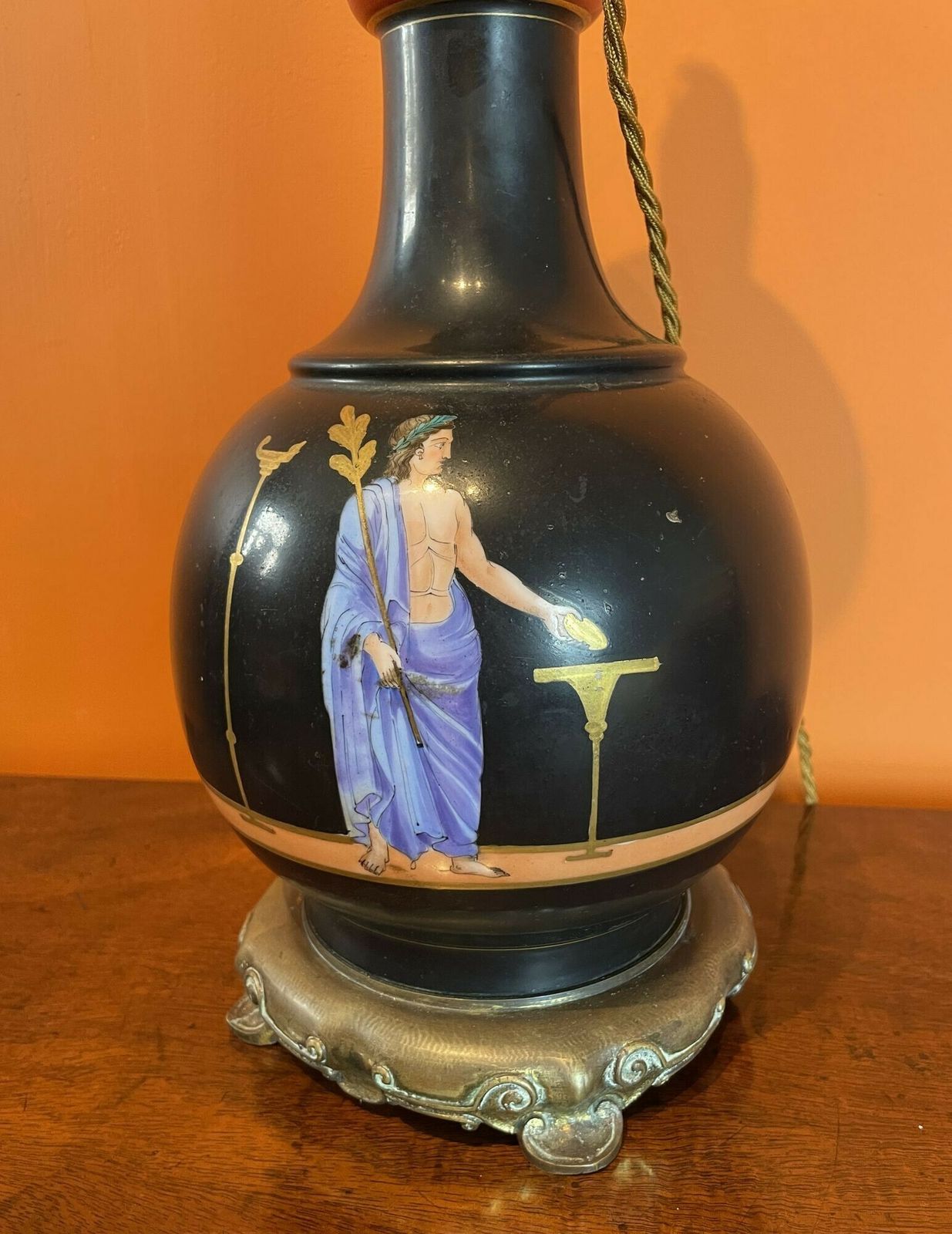 Victorian Greek Revival Porcelain Lamp In The Manner Of Samuel Alcock photo buy