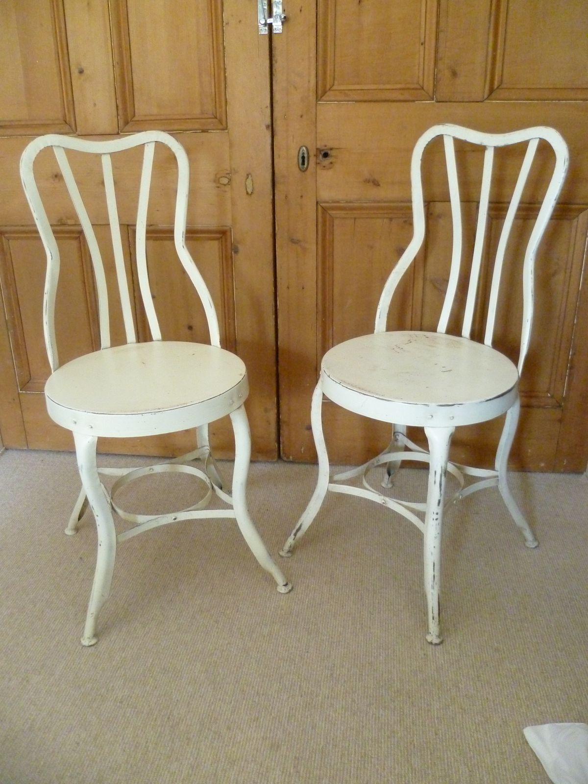 Pair Of French 19th Century Curved Steel Chairs   Excellent Condition