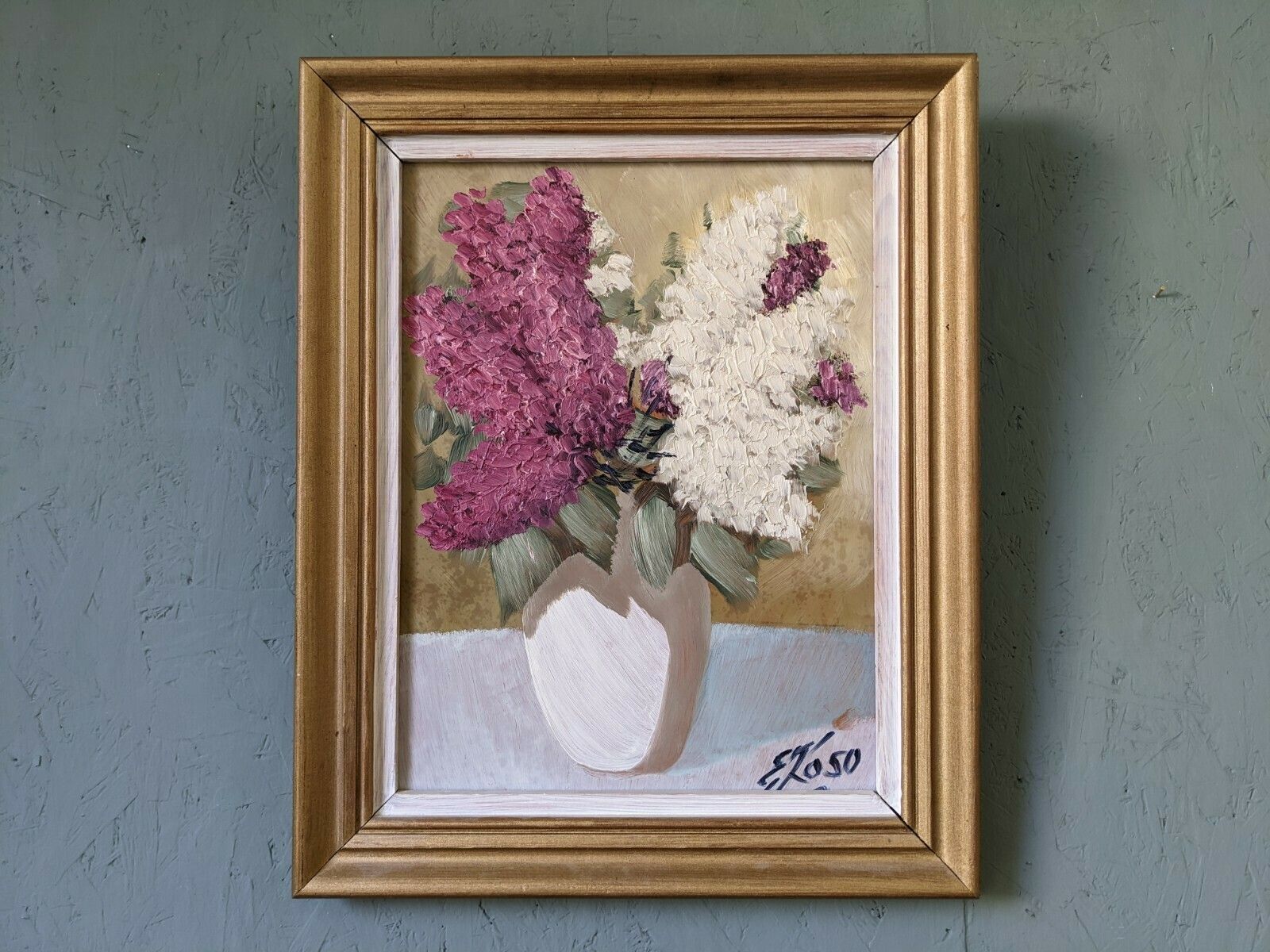 Hyacinths, In Oil Onto Board, Mid 20th Century
