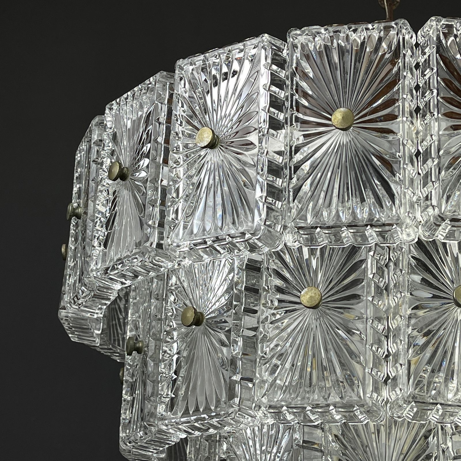 Vintage Large Crystal Chandelier Italy 1960s photo Lighting