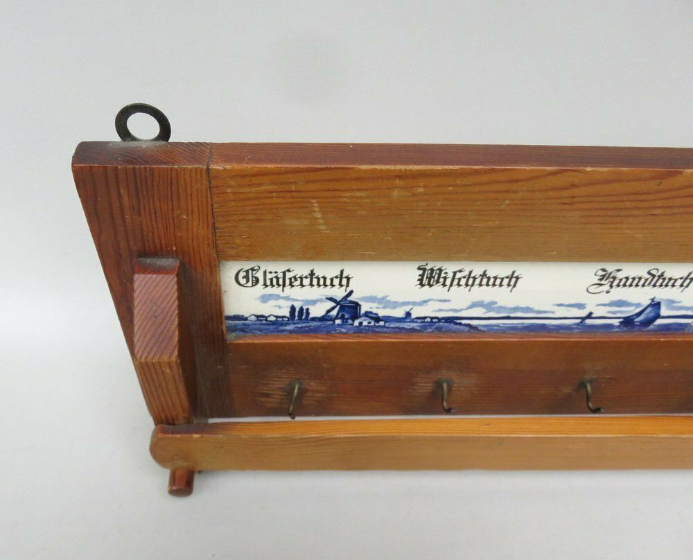 photo furniture Art Nouveau Towel Board In Ceramic And Wood, 1890s