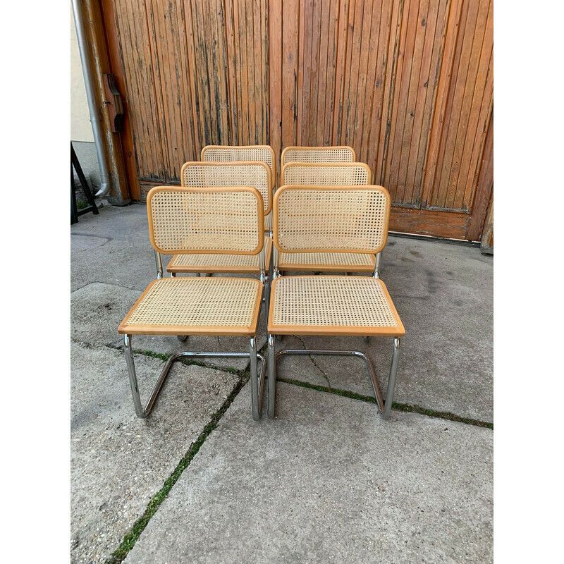 Set Of 6 Vintage B32 Cesca Chairs By Marcel Breuer, Italy 1970 photo 2121.0
