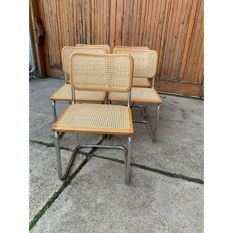 Set Of 5 Mid Century Italian B32 Cesca Chairs By Marcel Breuer, 1970s photo furniture