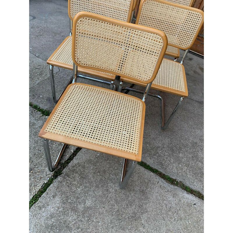 Set Of 5 Mid Century Italian B32 Cesca Chairs By Marcel Breuer, 1970s photo Furniture