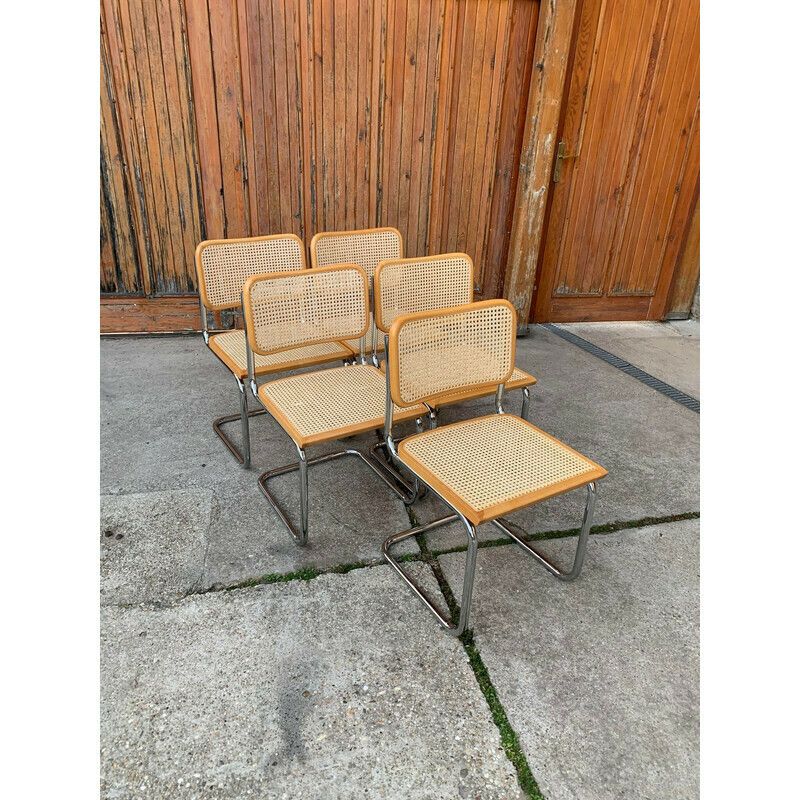 Set Of 5 Mid Century Italian B32 Cesca Chairs By Marcel Breuer, 1970s photo 1767.0