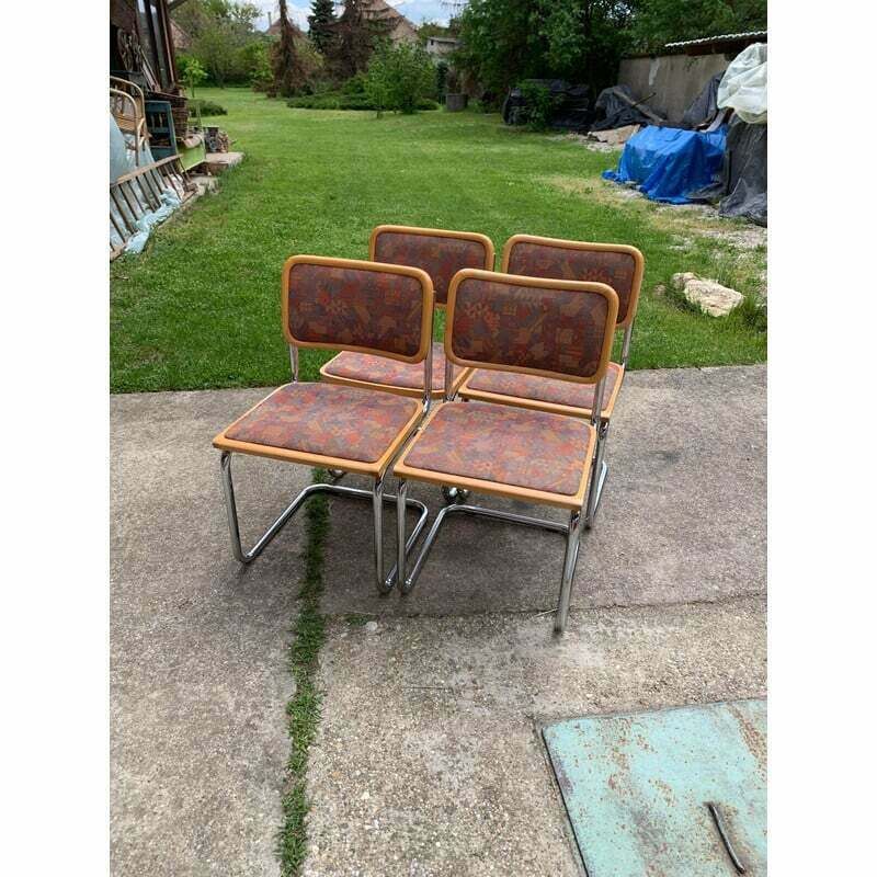 Set Of 4 Mid Century Upholstered Cesca Chairs, Italy 1970s photo furniture