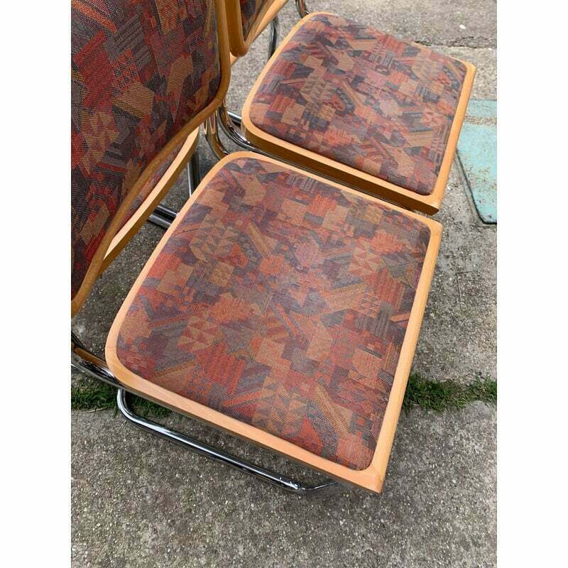 Set Of 4 Mid Century Upholstered Cesca Chairs, Italy 1970s photo for sale
