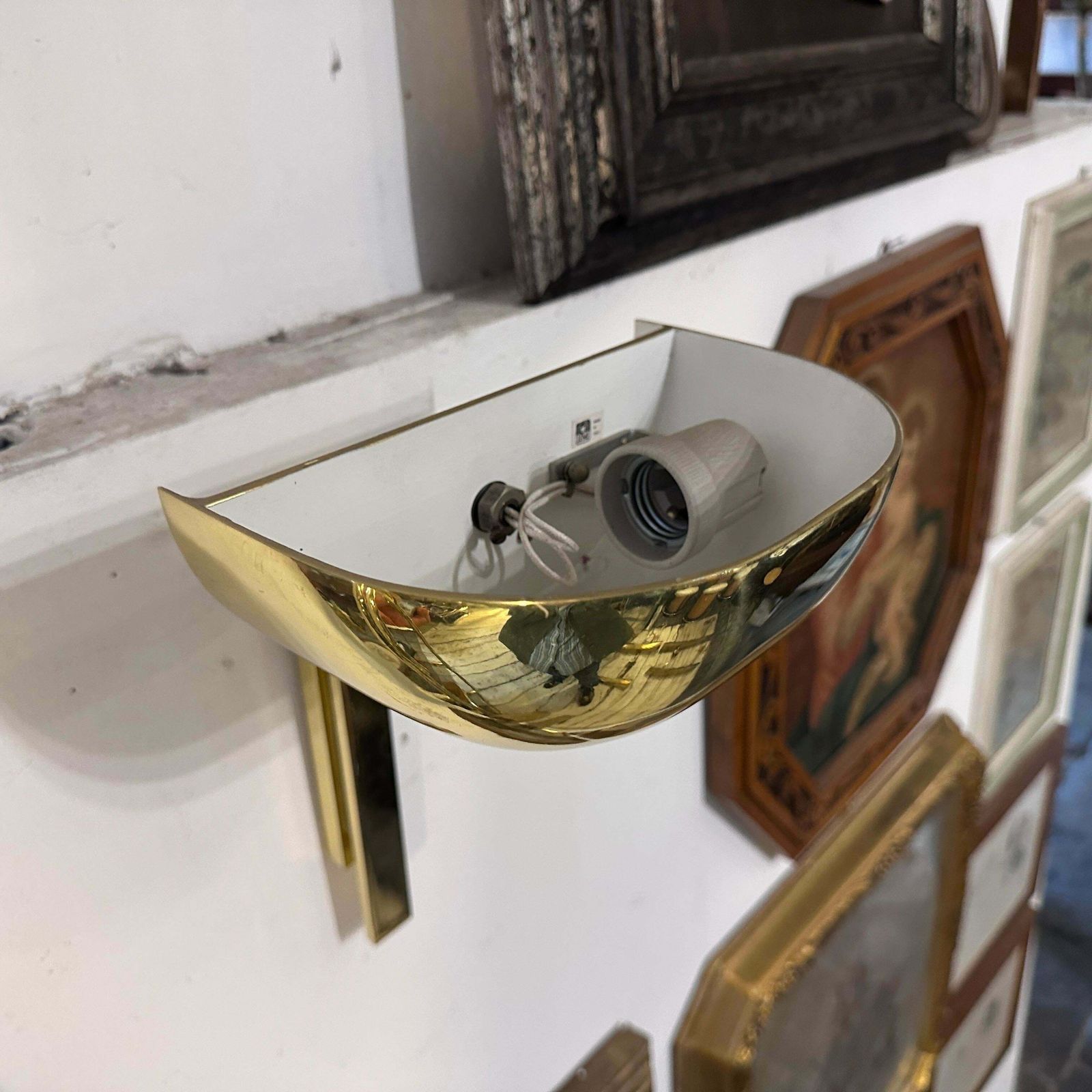 1962.0 Two 1980s Elegant Mid Century Modern Brass Italian Wall Sconces By Lumi Milano photo