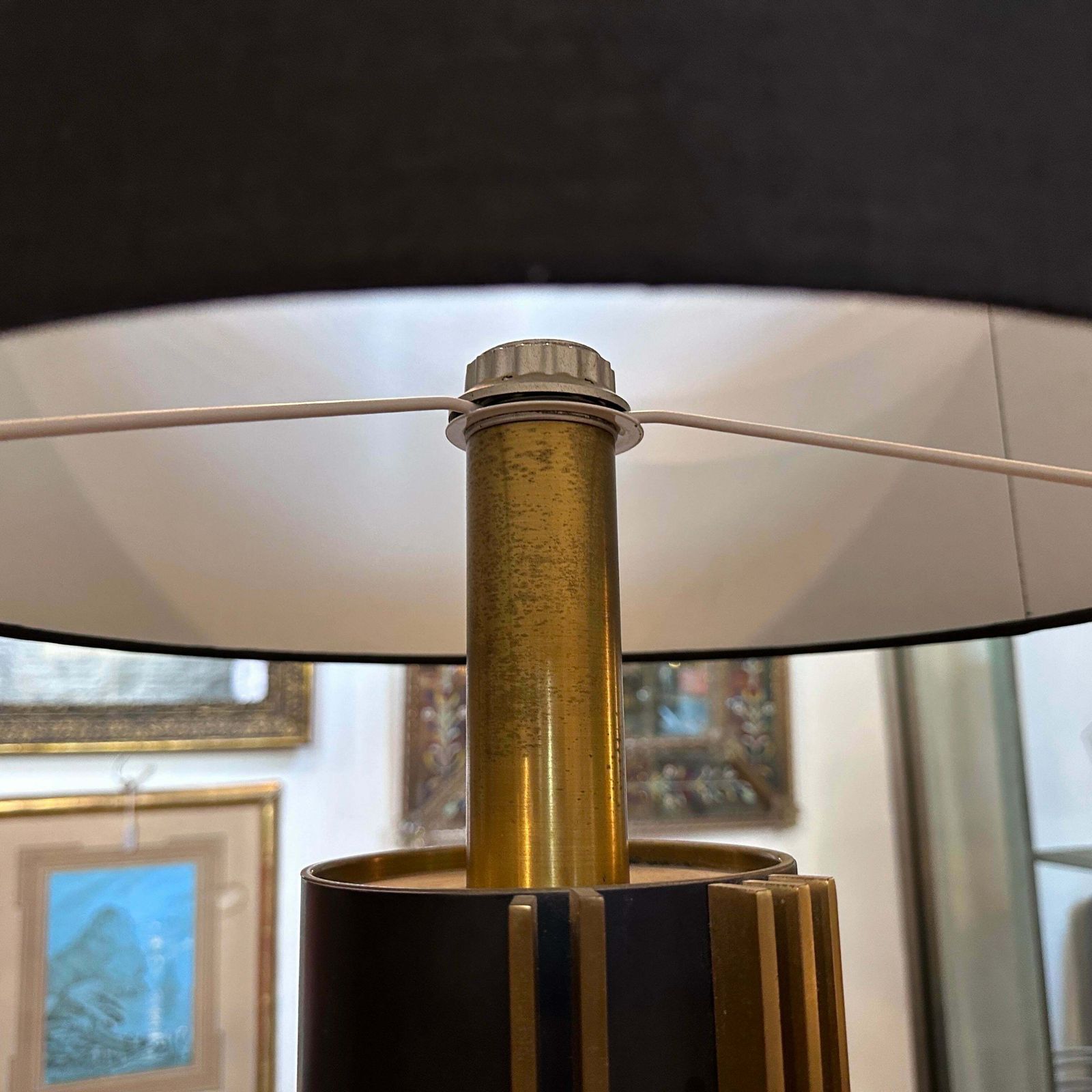 1970s Mid Century Modern Metal And Brass Italian Table Lamp By Gaetano Sciolari photo 1308.0