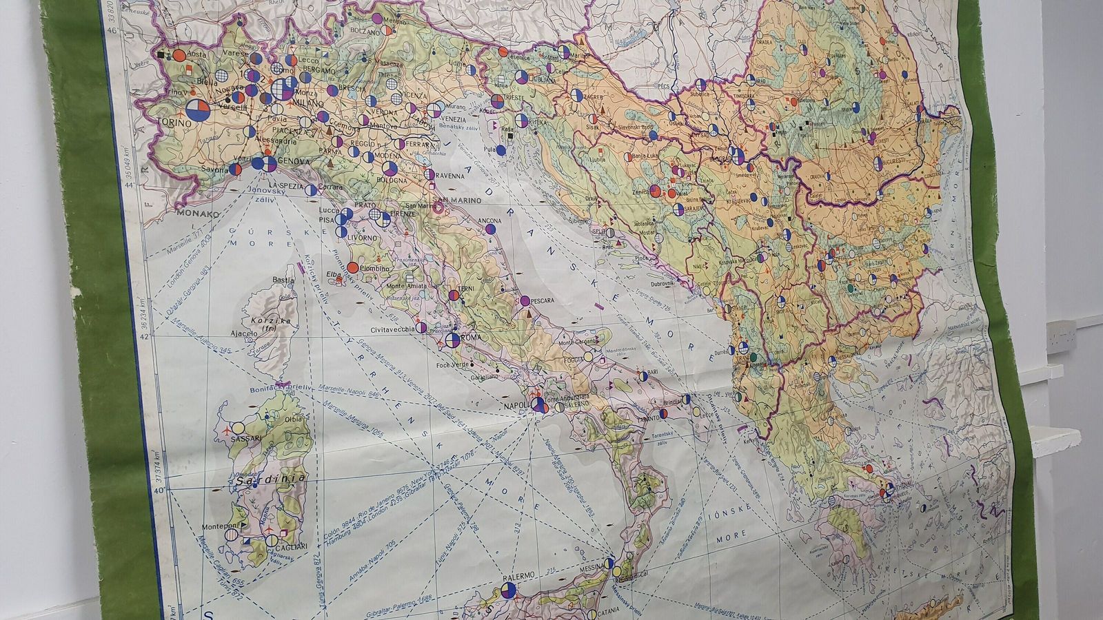 Massive 5 Ft X 5 Ft Map Roll Up South Eastern Europe Italy Bulgaria Romania Yugoslavia Albania Greece Croatia photo for sale
