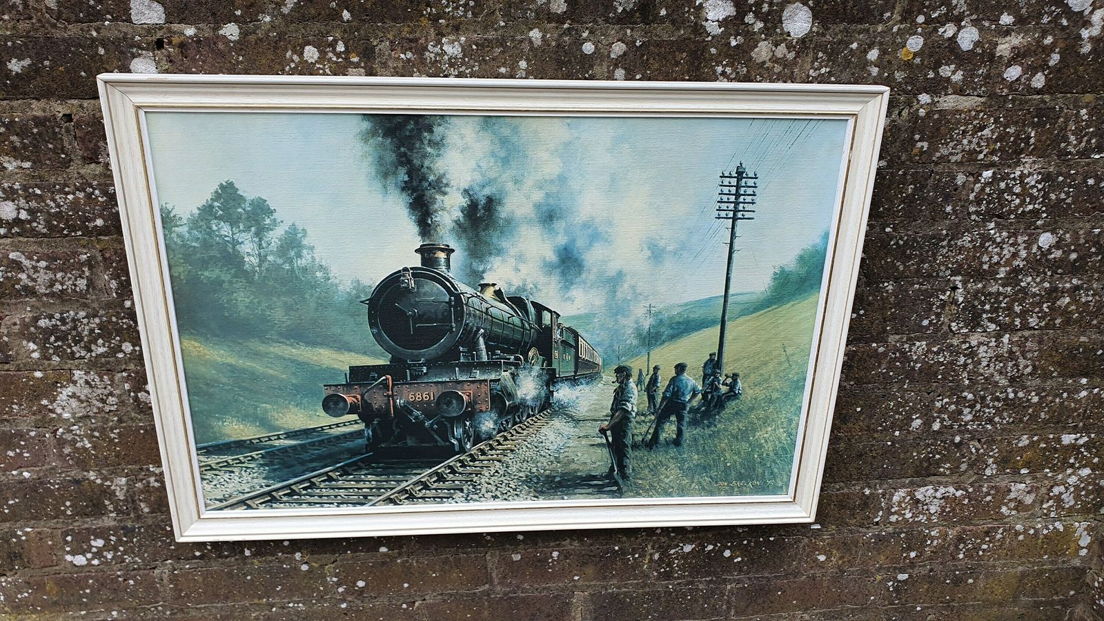Large Vintage Retro Print ‘Sunday Working’ By Don Breckon Railway Gwr Grange Class Crynant 6861 Matglo Surface. Vintage Railway. photo furniture