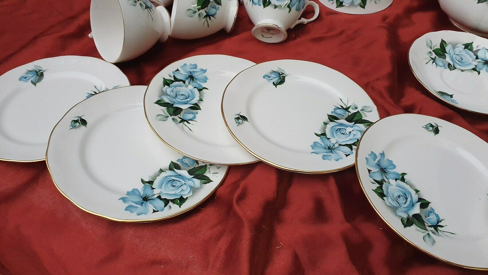Tea Party! Vintage Gainsborough Bone China Complete Tea Set Pot Milk Jug Cups Saucers Plates Cake Dish Sugar Bowl photo Home Decor