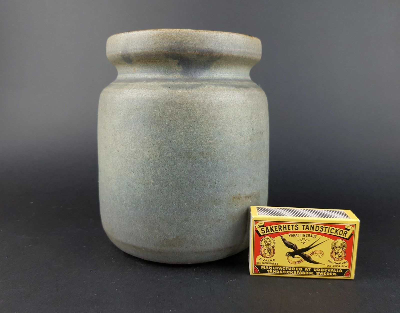 Vintage Kubicek Studio Art Pottery Blue Grayish Vase West Germany 1970s photo furniture