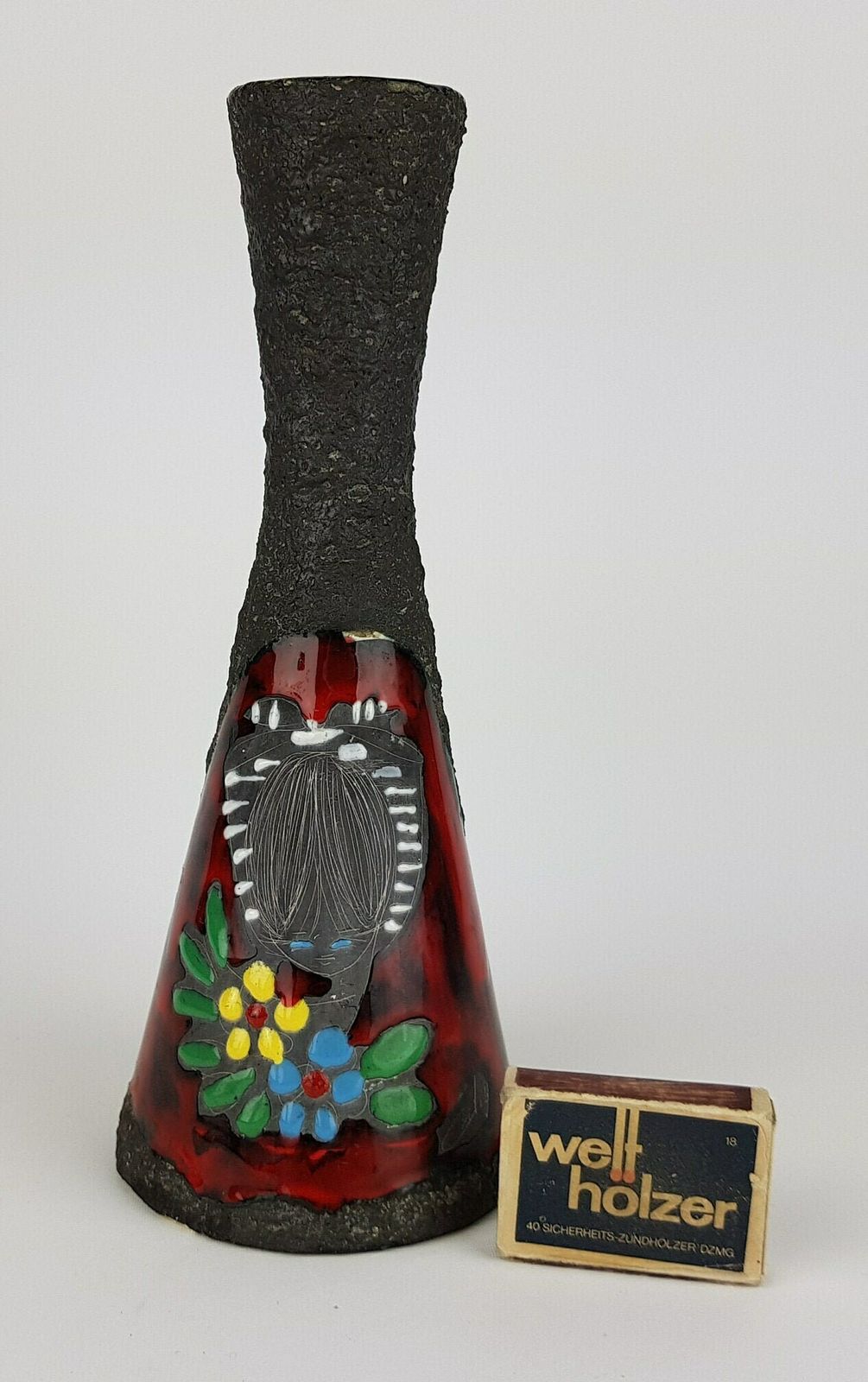 Vintage San Marino Italy Vase With Sgraffito Girl, Italian Pottery # photo furniture