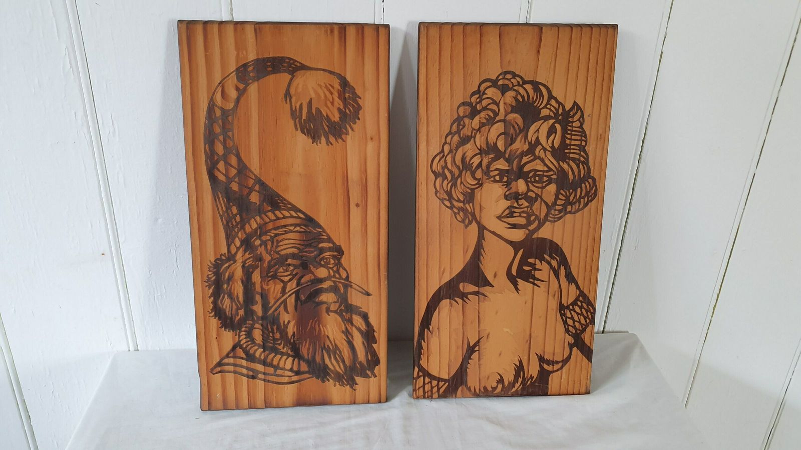 Vintage Australia Australian Aboriginal Art Plaques On Pine Sand Blasted