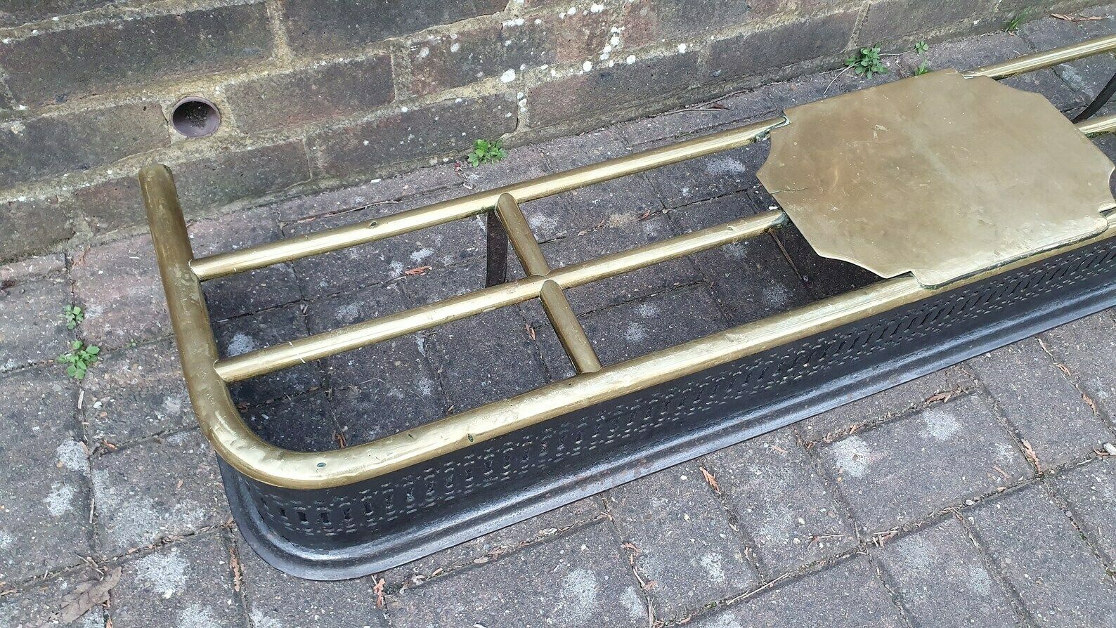 Large Victorian Brass And Iron Fender Fire Curb Fireplace photo Home Fixtures