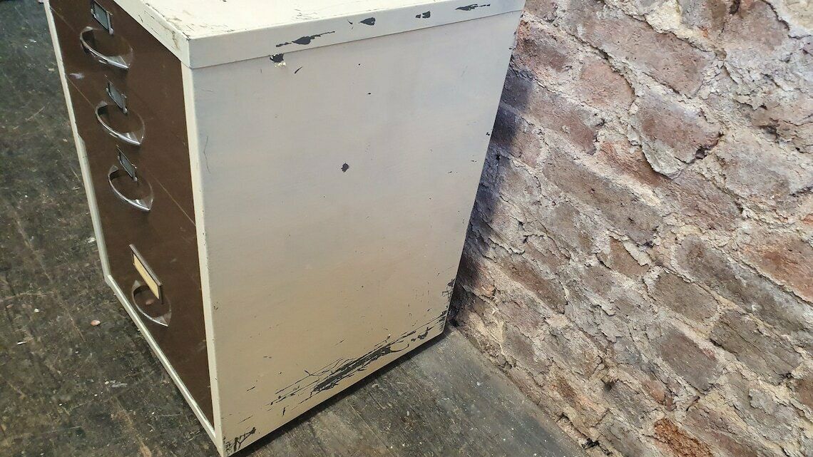 Vintage 70’s Retro Work Drawers And File Drawer Chrome Metal Artisan Artist Work Hub Storage Office photo Furniture