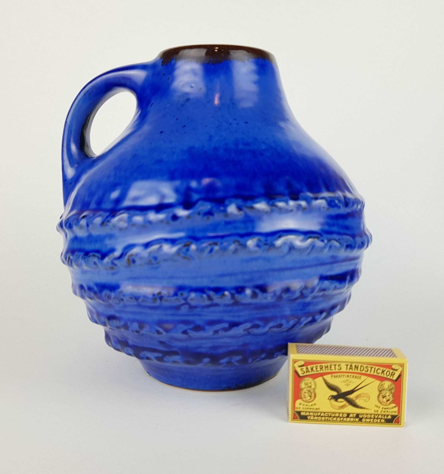 Vintage Carstens Tönnieshof Handled Blue Vase 3002 20 West German Pottery photo furniture